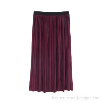 Women's High Waist Pleated A-Line Swing Skirt
